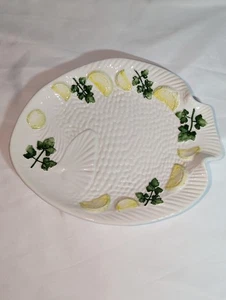 Vintage Bassano weiß Fisch Teller Waage Zitrone & Dill Italien 2277/23x20 9" x 8,5" - Bild 1 von 12