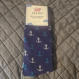 Neu mit Etikett Alynn Herrensocken "Anchor" halbhohe Socken. Blau.      T - Bild 1 von 5