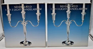 2 Lot Godinger versilbert 14" hoch 3 Lichter Kandelaber Neu in Box Stil 7102 - Bild 1 von 10