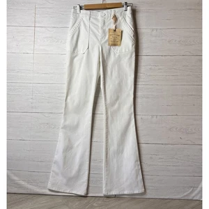 Democracy Jeans Womens Size 4 White Skyrise Ab Technology Flare Patch Pockets - Picture 1 of 17
