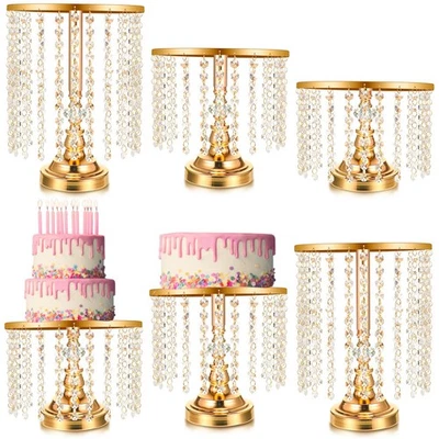 6 Piezas Cristal Dorado Soporte para Pasteles Redondo Postre Cupcakes Soporte Metal Mesa... Foto 1 de 4