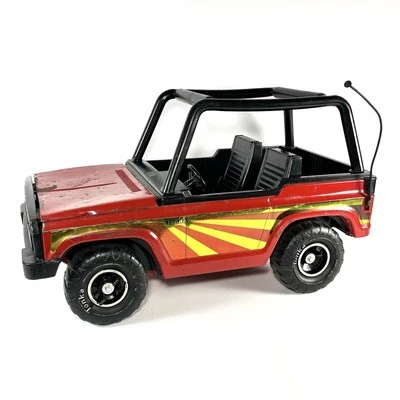 Vintage Tonka MR-970 Bronco Jeep Pressed Metal Red Black interior 1970’s 17 Inch - Image 1 of 4