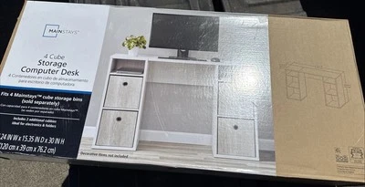 Mainstays MS5336278612013 4-Cube Storage Desk, White Grain - Image 1 of 3