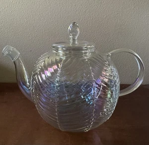 Irrisierende klare Kunstglas Borosilikat mehrfarbig Teekanne 1 Liter/1 Quart - Bild 1 von 8