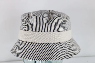 De colección Y2K 2003 Gap Gamuza Borde Nogal Rayas Lona Cubo Sombrero Gorra Sol M/L Foto 1 de 4