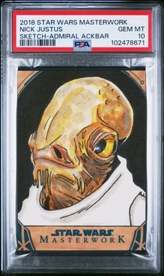 Admiral Ackbar - 2018 Star Wars Masterwork Sketch by Nick Justus  PSA 10 - Image 1 of 2
