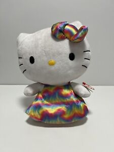 Ty HELLO KITTY Tie Dye Rainbow Dress Beanie Buddies Collection 11” W/ Tags 2013