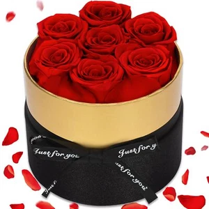 7-Piece Preserved Red Roses Gift Box Mother’s Day Gifts for Grandma Wife Mom - Picture 1 of 7