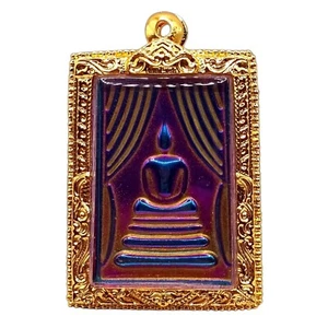 Somdej Leklai Waek Maan Holy Thai Amulet Gold Plated Casing - Imagen 1 de 8
