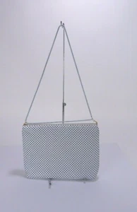 Handbag Evening Purse Off-white/White Metal Mesh Chain Drop Strap 9" Zipper - Picture 1 of 12