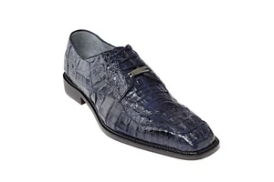 NUEVOS Zapatos de Vestir para Hombre Belvedere Genuino Cuerno Cuero de Caimán Chapo Azul EE. UU. - Imagen 1 de 3