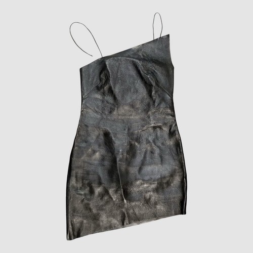 Givenchy Italy Mini Abito Tubino Donna Nero Pelle Asimmetrico Taglia 40