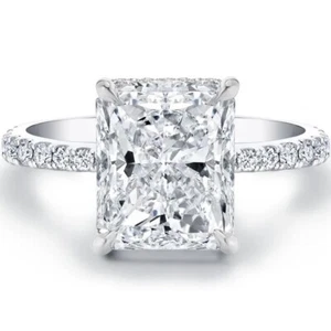 Radiant 2ct Lab Created Engagement Ring 18K Gold D Colour Diamond Test Pass US:4 - Picture 1 of 8