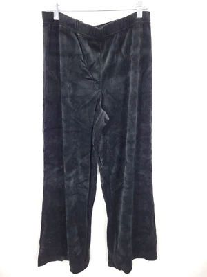 Quacker Factory Pants Womens Medium Black Velvet Pull On Flare Leg Casual - Image 1 of 4