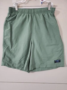 LL Bean Shorts Mens S Green Supplex Board Surf Mesh Lined Pullon Drawstring 7" - Picture 1 of 17