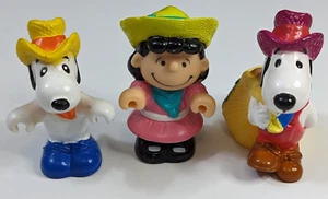 Vintage Peanuts Farmer Snoopy and Lucy Toys Lot of 3 Figures 2.5" - Picture 1 of 10