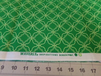 29" X 44"   VINTAGE LIME YELLOW MEDALIANS /GREEN by WAVERLY #6208 - Image 1 of 3