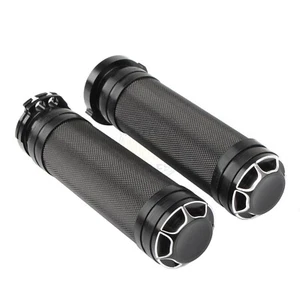 1" CNC Black Hand Grips Handlebar For Harley Touring Sportster 883 Softail V-Rod - Foto 1 di 10
