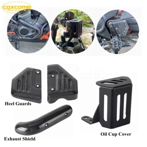 Carbon Exhaust Shield Heel Guards Aluminum Oil Cup Cover For Pan America 1250 - Picture 1 of 10