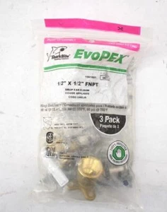 SharkBite EvoPEX Drop Ear Elbow 1/2" x 1/2" FNPT RT 3Pk Push To Connect K334Z3 - Picture 1 of 7