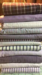 Big Scraps of 12 Men's PURPLE shirts Left Side WITH pocket 100% Cotton Fabric - Picture 1 of 10