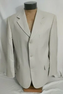 Men's Croft & Barrow Ivory Silk Herringbone Suit Jacket Sport Coat VTG 40R NWOT - Picture 1 of 12