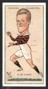 1927 Player's Football Caricatures By Mac #39 Charlie Carr - Picture 1 of 2