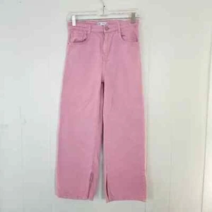 Zara Girls Pink Denim High Rise Wide Leg Jeans Size 13-14 Adjustable waist - Picture 1 of 15