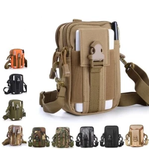 Tactical Molle Pouch Belt Outdoor Waist Bag Pocket with Cell Phone Holster upgra - Foto 1 di 26