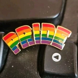 LGBT PRIDE rainbow HAT TIE TAC LAPEL pin - Picture 1 of 2