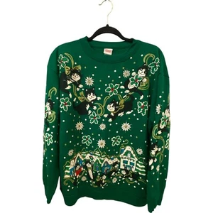 Weihnachten auf der Hauptstraße Katzen Band grün Sweatshirt Damen große Pufffarbe - Bild 1 von 8