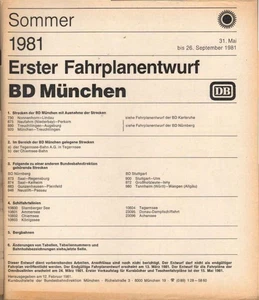 Erster Fahrplanentwurf BD Hamburg ; Sommer 1981. 31. Mai bis 26. September 1981  - Bild 1 von 1