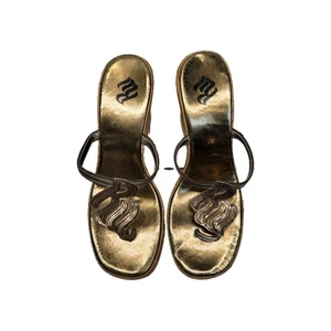 Rocawear sandali donna 8 oro metallizzato cinturino dettaglio paillettes Y2K primi anni 2000 - Foto 1 di 9