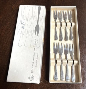 Cocktail Forks/Corn Holders EPNS A1 Sheffield England Set Of 8 Silverplate - Picture 1 of 10