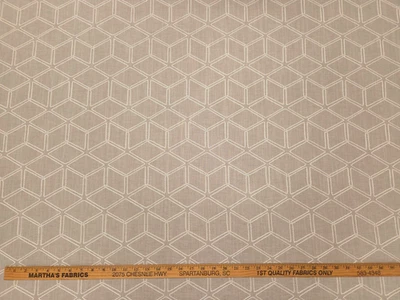 Tela para cortinas de diseñador Fabricut EXACTO FLAX beige crema bordado geométrico Foto 1 de 4