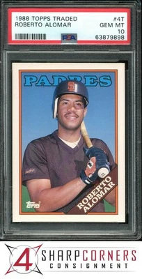 1988 TOPPS TRADED #4T ROBERTO ALOMAR RC PADRES HOF PSA 10 - Image 1 of 2