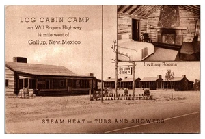 GALLUP, NEW MEXICO - LOG CABIN CAMP - ROUTE 66 - ROADSIDE MOTEL - Picture 1 of 2