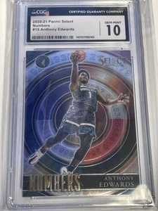 2020 Panini Select Anthony Edwards Numbers Rookie RC #15 CGC Gem Mint 10 Wolves - Picture 1 of 2