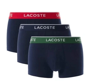 Paquete de 3 calzoncillos boxer Lacoste para hombre ropa interior en azul marino/verde/rojo - Imagen 1 de 5