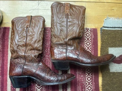 Винтажные ковбойские сапоги Justin с принтом морской черепахи 9301 8 коричневые ковбойские ковбойские ковбойские ковбойские - Изображение 1 из 4