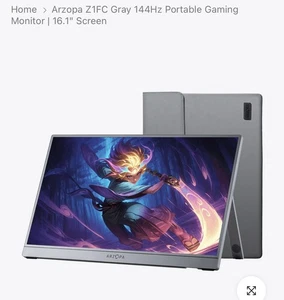 ARZOPA 16.1" sRGB 144Hz Portable Gaming Monitor With protective case - Picture 1 of 12