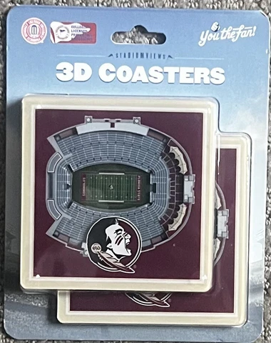 New NCAA - 3D Stadium Coasters - Set of 2 Coasters - Florida State Seminoles FSU Cover
