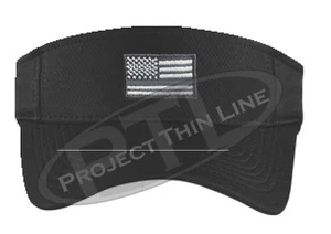 Embroidered Thin SILVER Line American Flag Corrections Officer Sun Visor - Picture 1 of 4