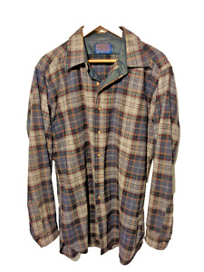 Vintage Pendleton virgin wool long sleeve shirt Men's Large & Tall Grey USA
