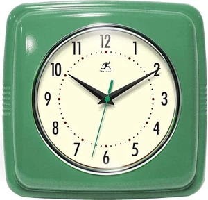 9.25 Inch Retro Green Wall Clock Silent Movement Easy Read Installation - Picture 1 of 6