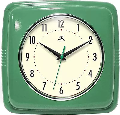 9.25 Inch Retro Green Wall Clock Silent Movement Easy Read Installation - Image 1 of 4