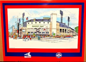 Chicago White Sox Comiskey Park 75 Jahre Gedenk Vintage Kunstdruck 18 x 24 - Bild 1 von 3
