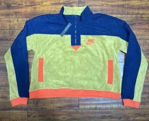 Nike Fleece Cropped Pullover 1/4 Zip Colorblock Sweatshirt Women's Medium - Picture 1 of 9