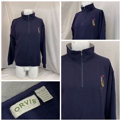 Suéter Orvis L Púrpura 1/4 Cremallera Poli Algodón Manga Larga Golf Logo YGI P2-49 Foto 1 de 4