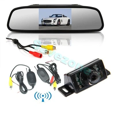 Wireless Car Rear View Kit 7 IR LED Reversing Camera + 4.3 inch Mirror Monitor - Image 1 of 4